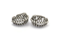 Silver Ball Ring, Antique Silver Plated Brass Adjustable Ball Ring N2113 H1558