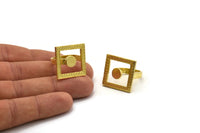 Brass Ring Settings, Raw Brass Square Ring N2403