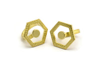 Brass Ring Settings, Raw Brass Hexagon Ring N2405