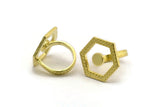 Brass Ring Settings, Raw Brass Hexagon Ring N2405