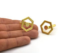 Brass Ring Settings, Raw Brass Hexagon Ring N2405