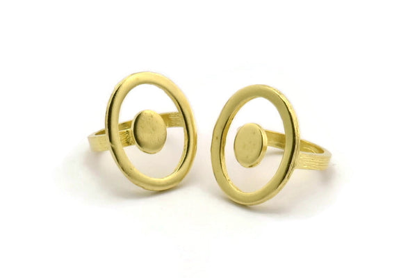 Brass Ring Settings, Raw Brass Oval Ring N2408