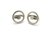 Silver Ring Settings, Antique Silver Plated Brass Round Ring N2402 H1613