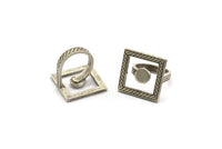 Brass Ring Settings, Raw Brass Square Ring N2403 H1615