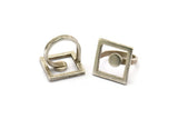 Silver Ring Settings, Antique Silver Plated Brass Square Ring N2404 H1618