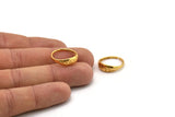 Gold Adjustable Ring, 2 Gold Plated Brass Leaf Theme Adjustable Rings (17mm) SY0134 H0341