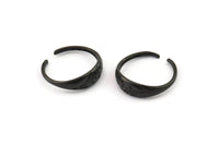 Black Adjustable Ring, 4 Oxidized Black Brass Leaf Theme Adjustable Rings (17mm) SY0134 H0341