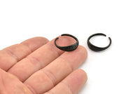 Black Adjustable Ring, 4 Oxidized Black Brass Leaf Theme Adjustable Rings (17mm) SY0134 H0341