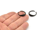 Black Adjustable Ring, 4 Oxidized Black Brass Leaf Theme Adjustable Rings (17mm) SY0134 H0341